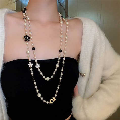 costume jewellery chanel long necklace replica inspired|chanel dupes necklace.